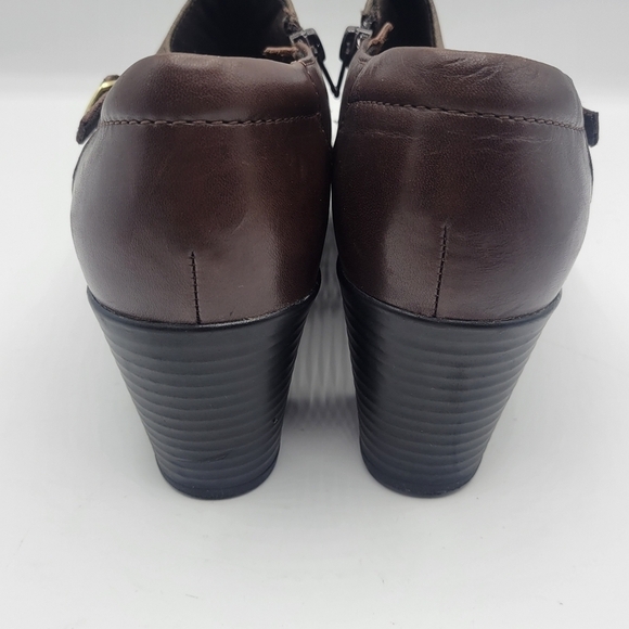 Clarks Bendables slip on ankle heeled booties leather upper size 8M - Picture 3 of 15